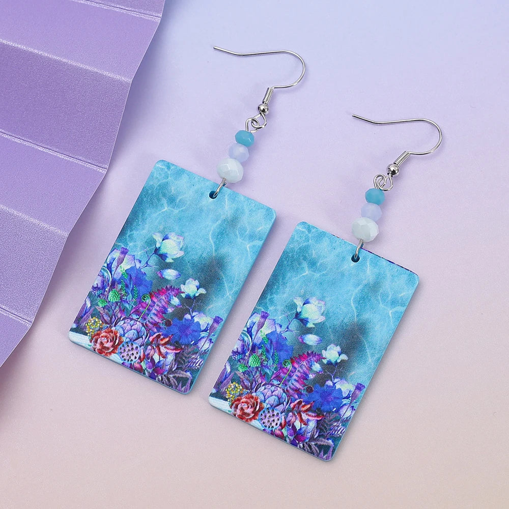 Acrylic White Flower Statement Earrings