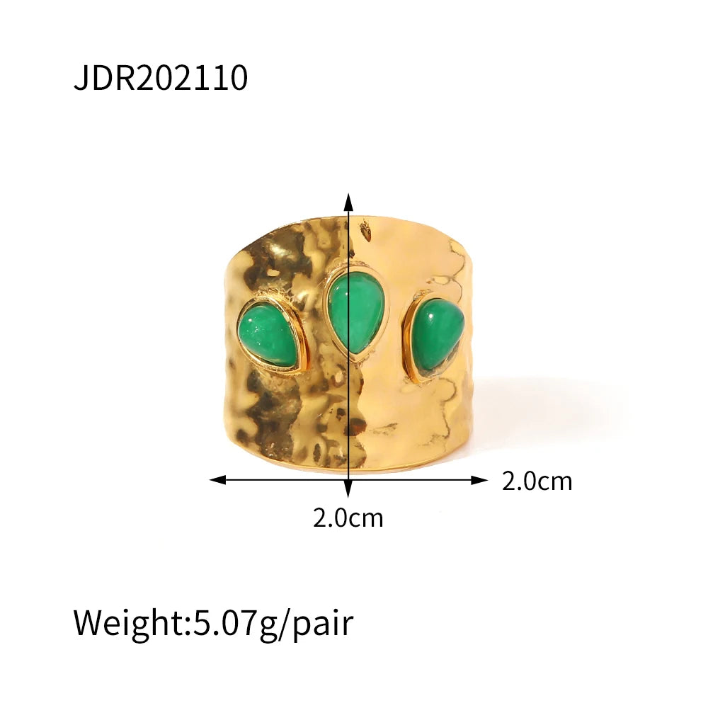 Waterproof Natural Stone Stainless Steel Ring