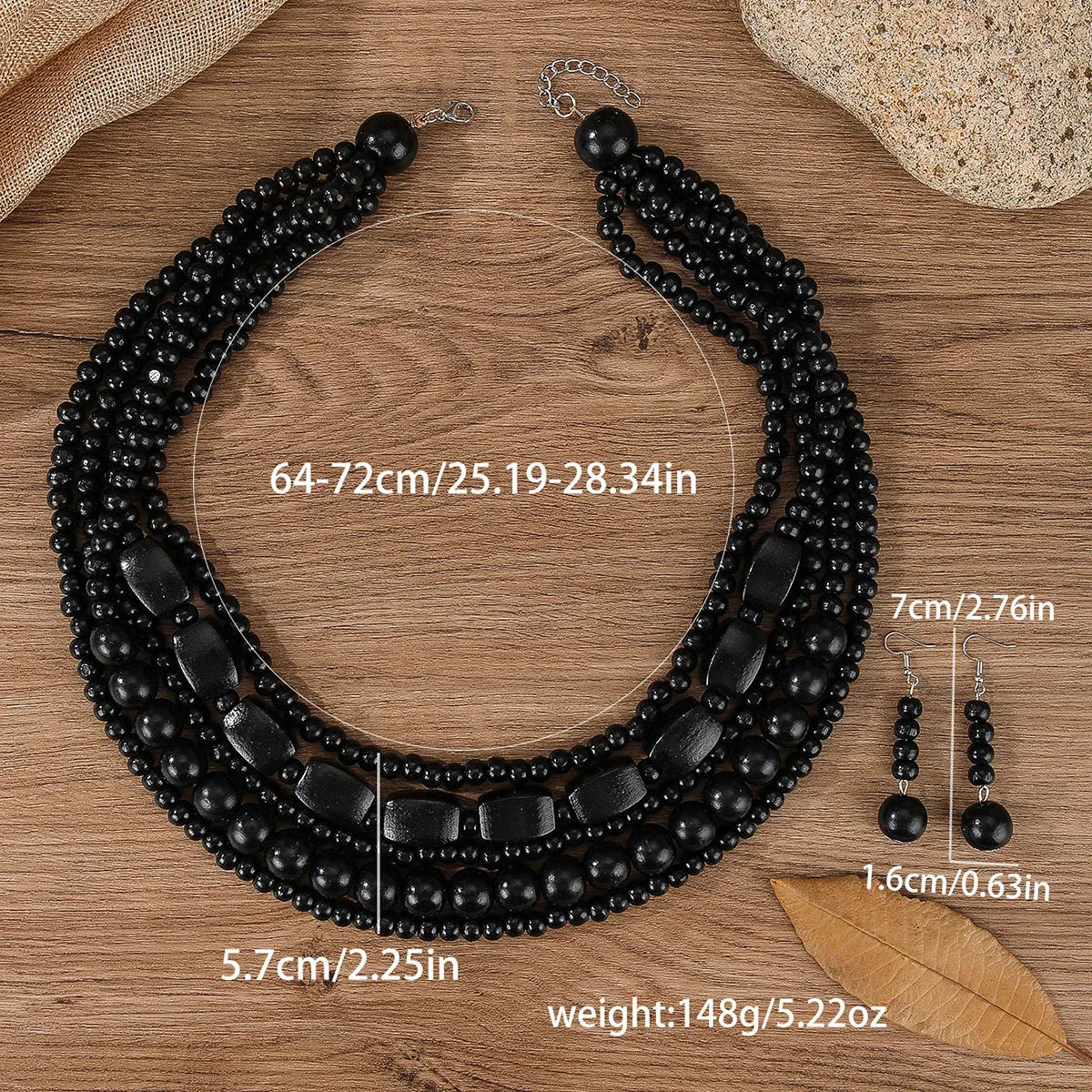 Wood Bead Boho African Jewelry Set
