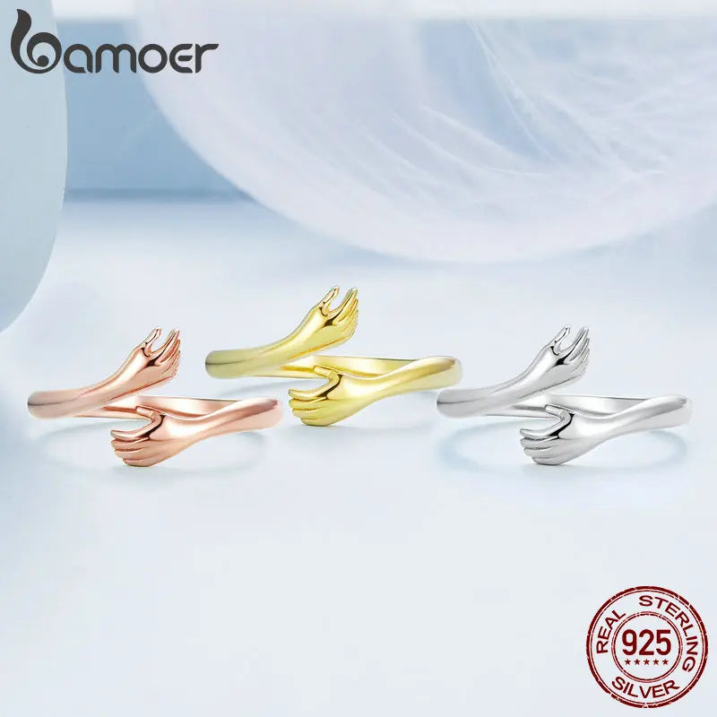 925 Sterling Silver Hug Open Ring
