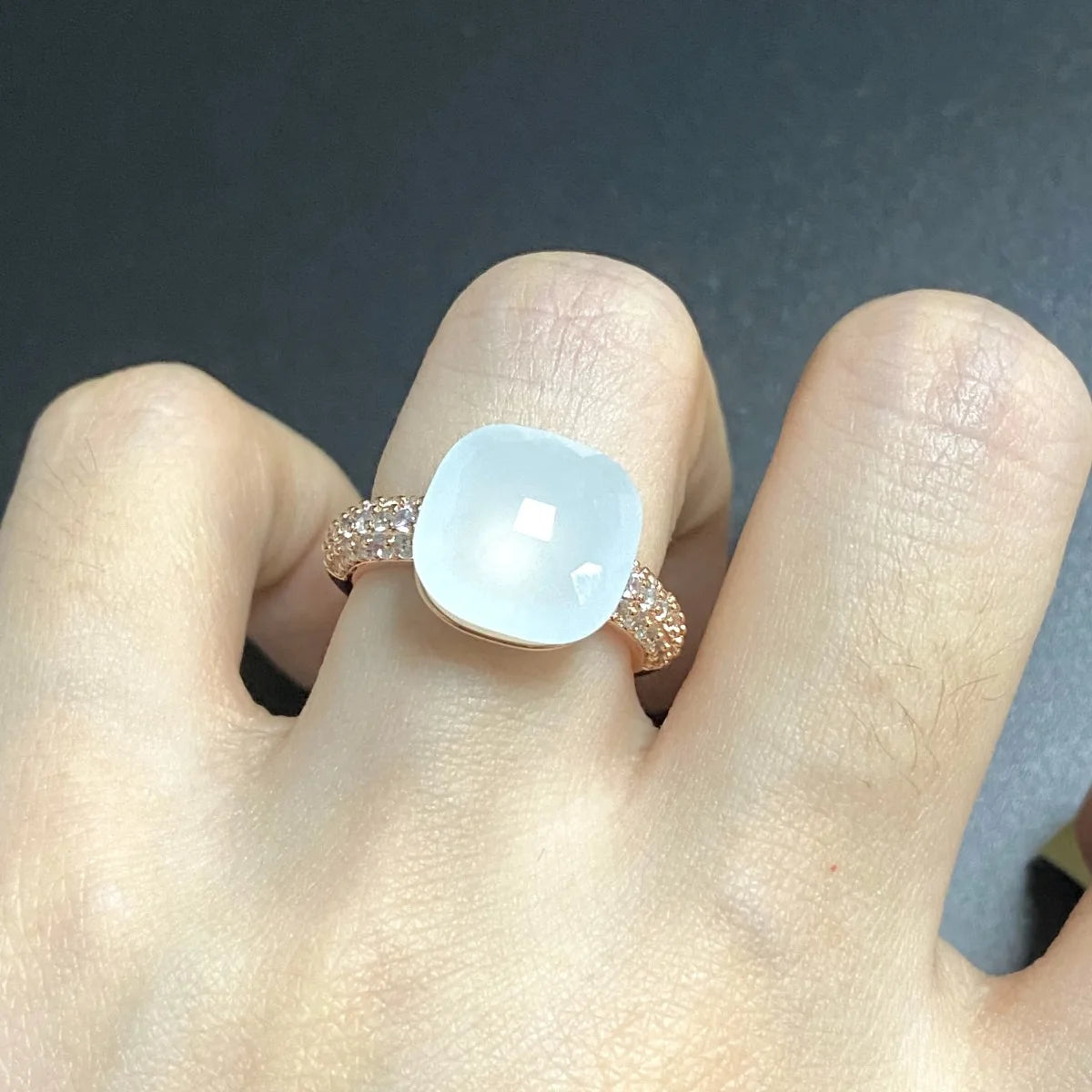 12.6mm Pink Crystal Candy Ring