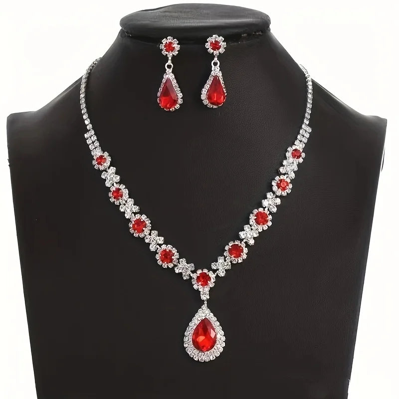 3-Piece Geometric Droplet Jewelry Set - Necklace & Earrings