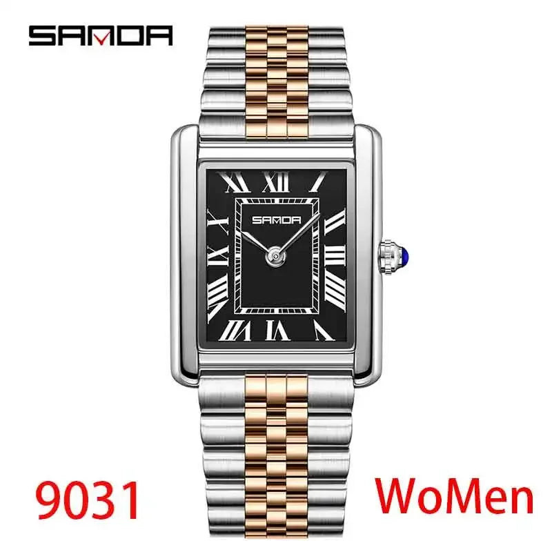 SANDA Couple Tank Quartz Watch - Waterproof Square Dial Set