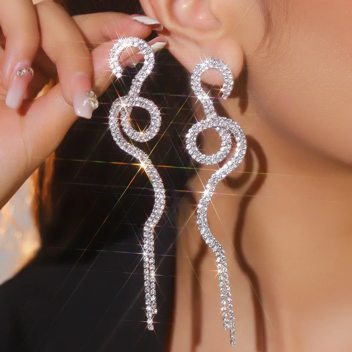 Luxury Custom Color Rhinestone Crystal Long Tassel Earrings for Women Bridal Drop Dangling Earrings Party Wedding Jewelry Gifts