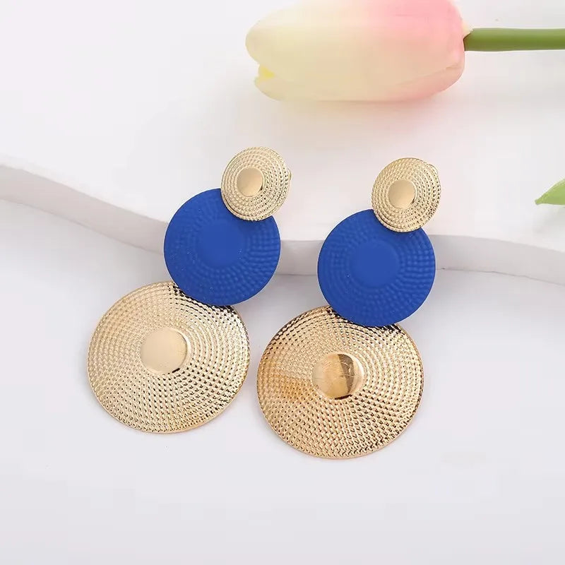 Blue Geometric Butterfly Dangle Earrings