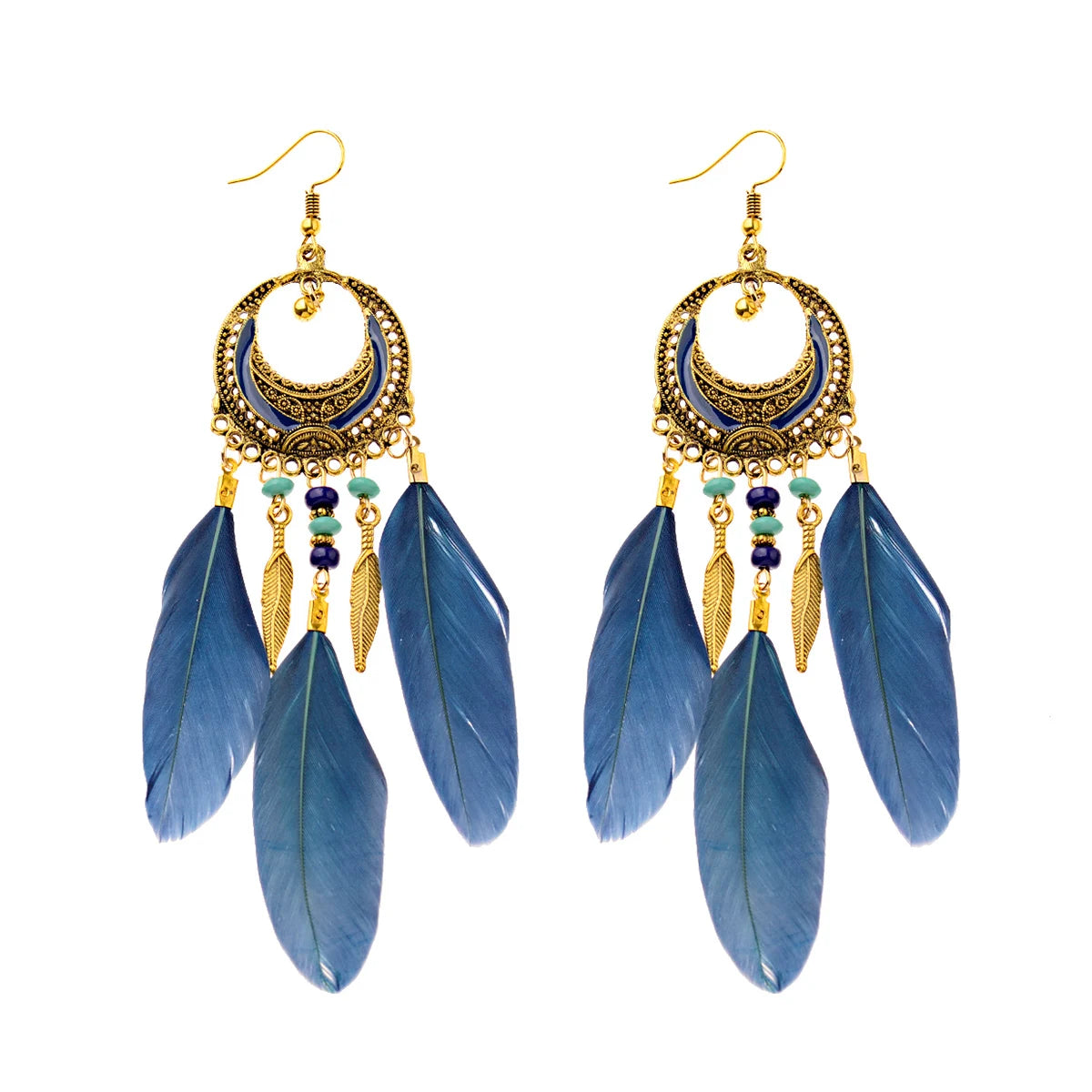 Boho Dream Catcher Feather Tassel Earrings