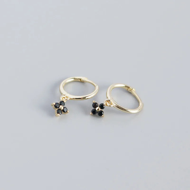 925 Sterling Silver Floral Zircon Earrings