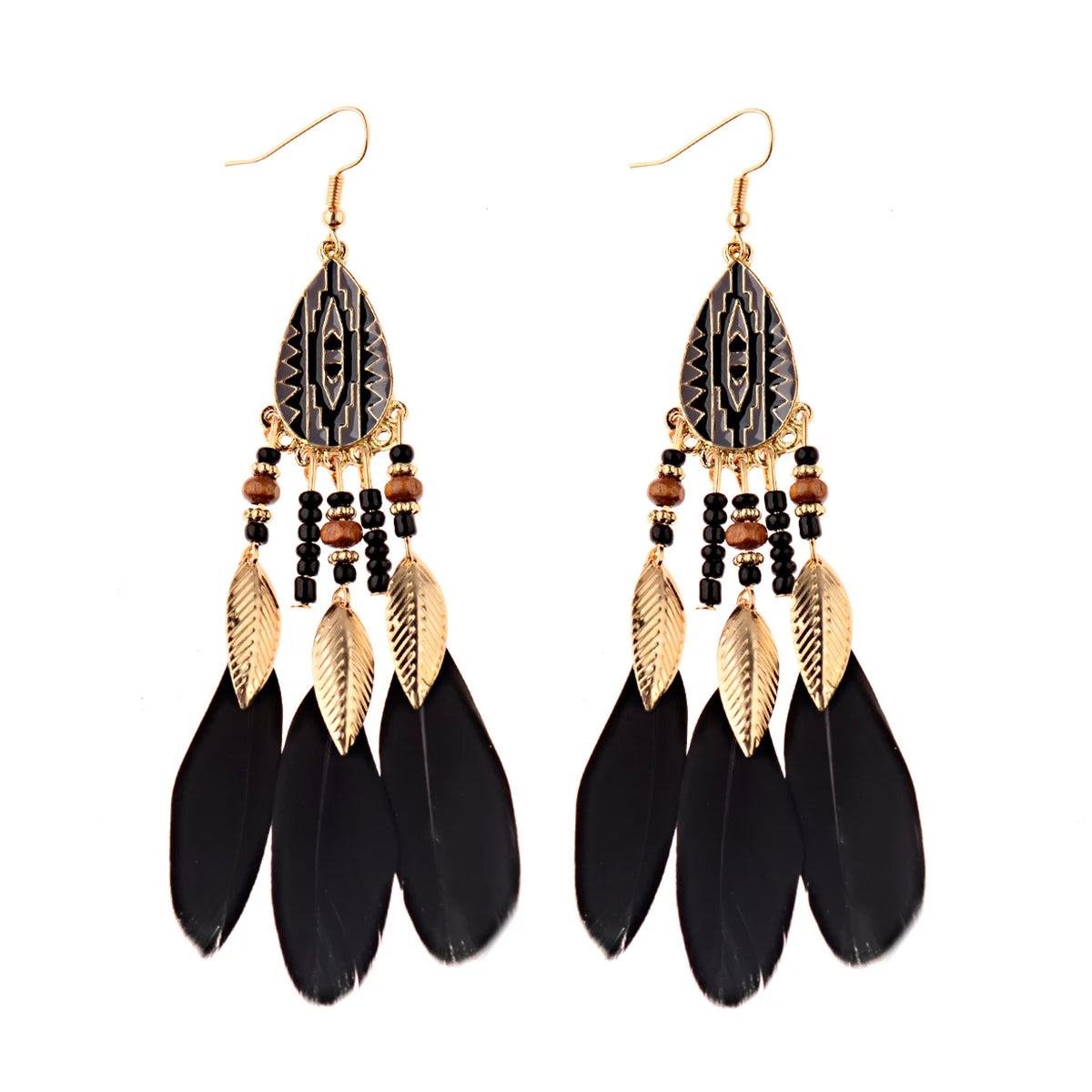 Boho Dream Catcher Feather Tassel Earrings