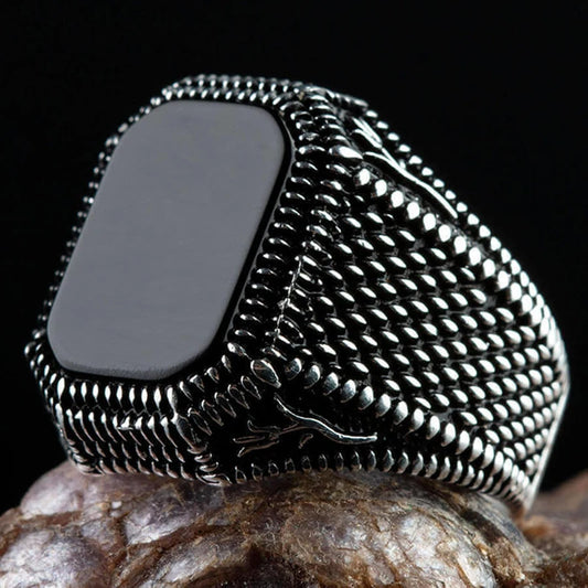 Vintage Turkish Signet Black Zircon Ring