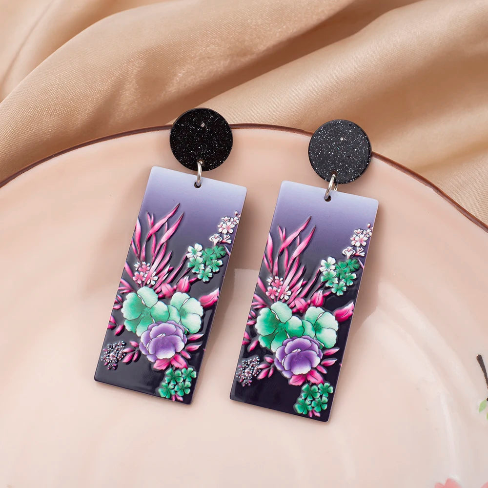 Acrylic White Flower Statement Earrings