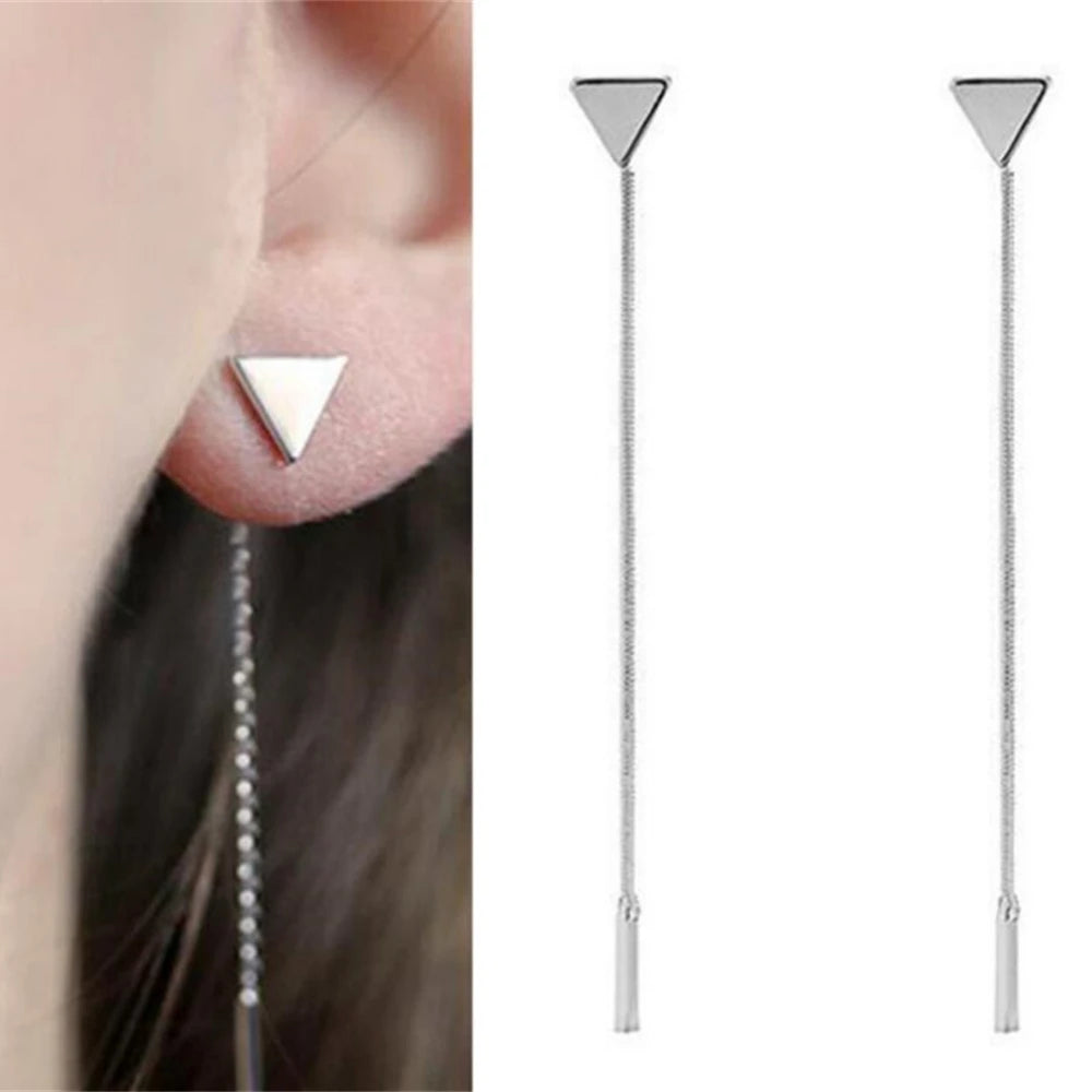 Triangle Bead Threader Tassel Earrings