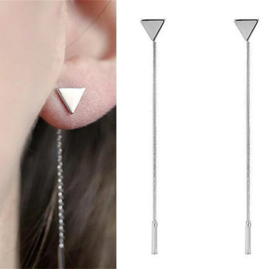 Triangle Bead Threader Tassel Earrings