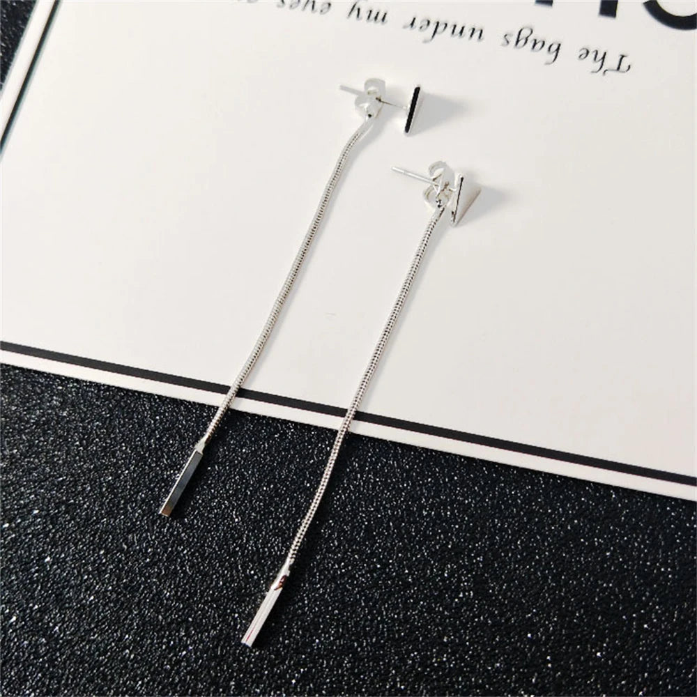 Triangle Bead Threader Tassel Earrings