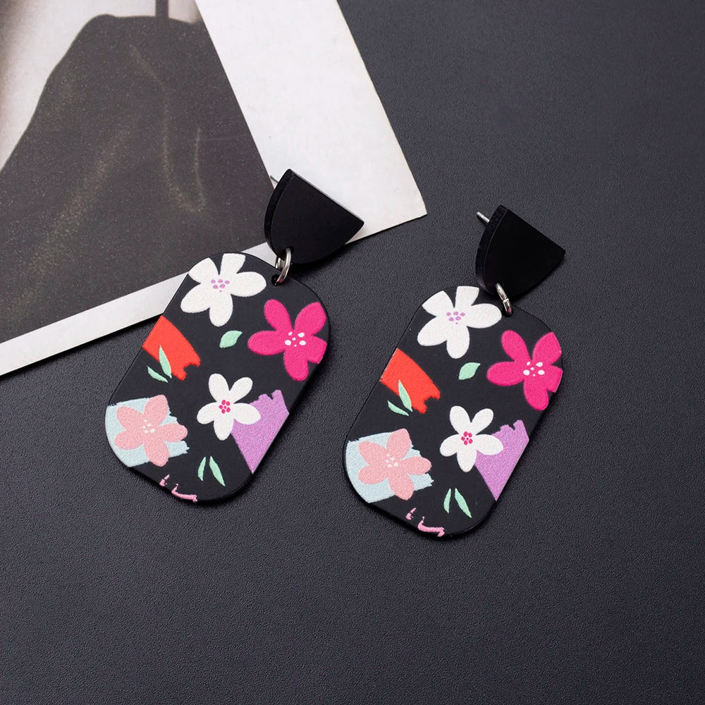 Acrylic White Flower Statement Earrings