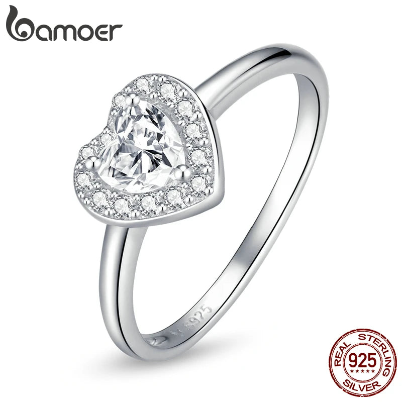 925 Sterling Silver Heart Crystal Ring