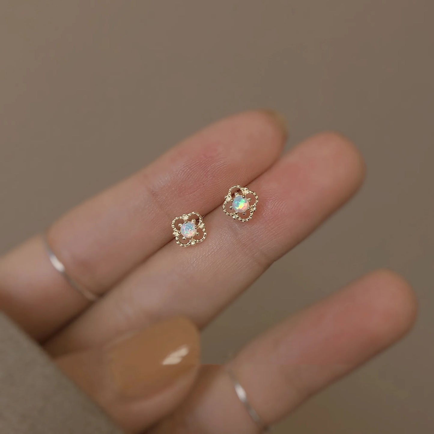 Silver Needle Cubic Zirconia Stud Earrings