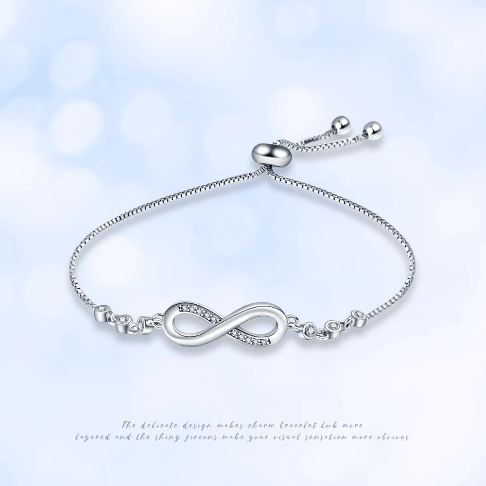 925 Sterling Silver Infinity Moon Bracelet