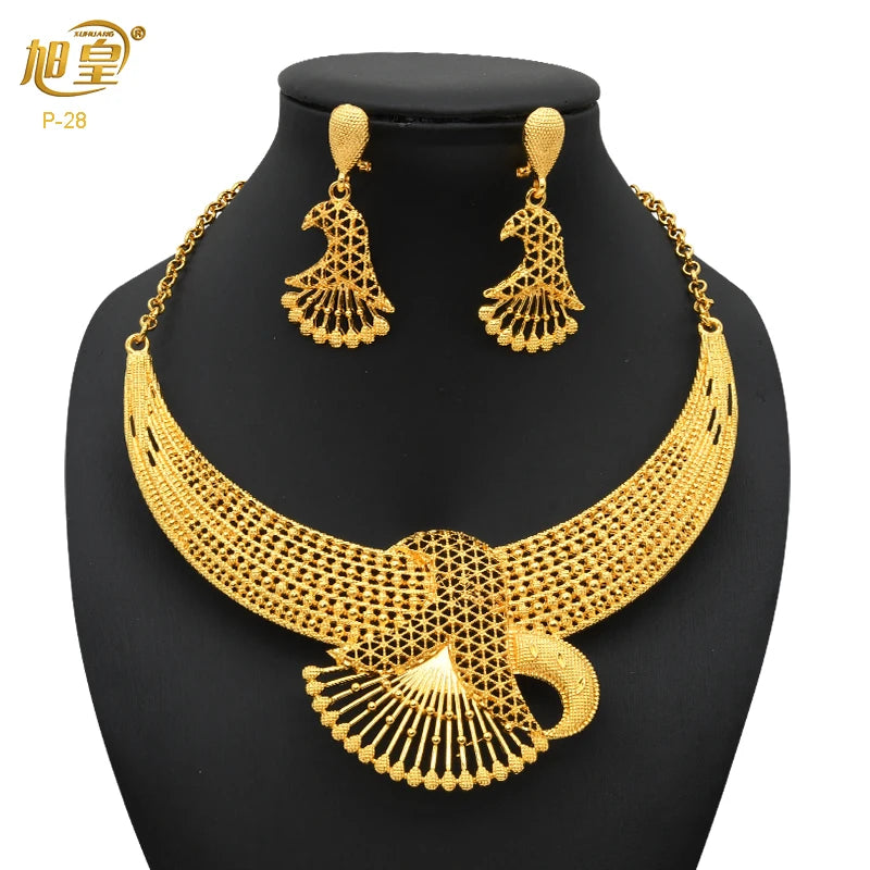 Gold-plated Flower African Jewelry Set