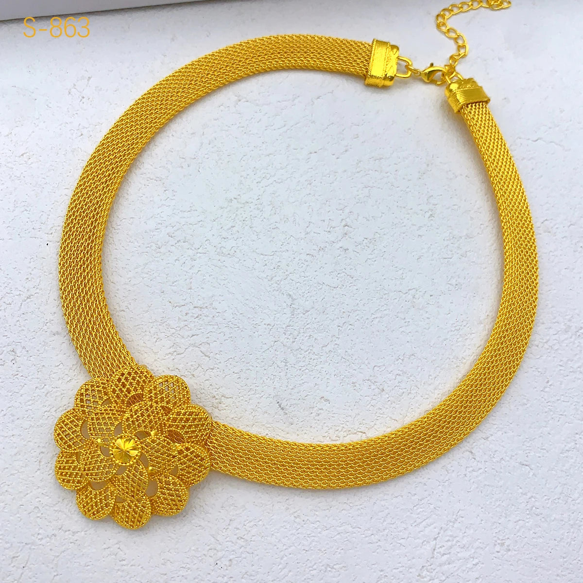 Gold-plated Flower African Jewelry Set