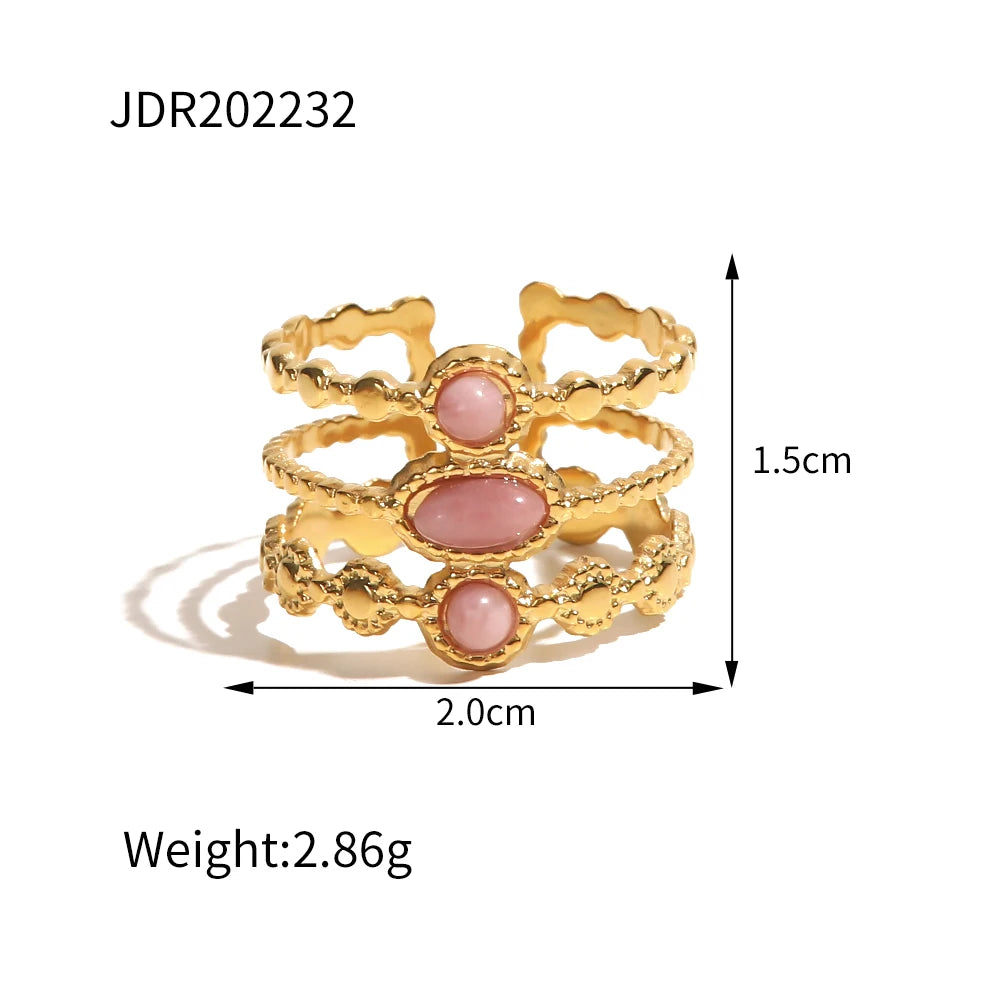 Waterproof Natural Stone Stainless Steel Ring