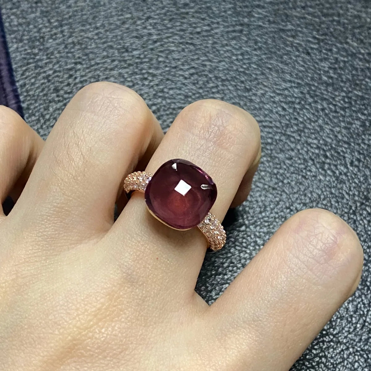 12.6mm Pink Crystal Candy Ring