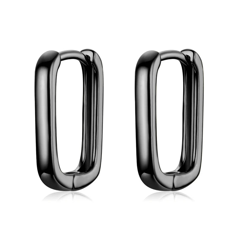 925 Sterling Silver Square Buckle Earrings