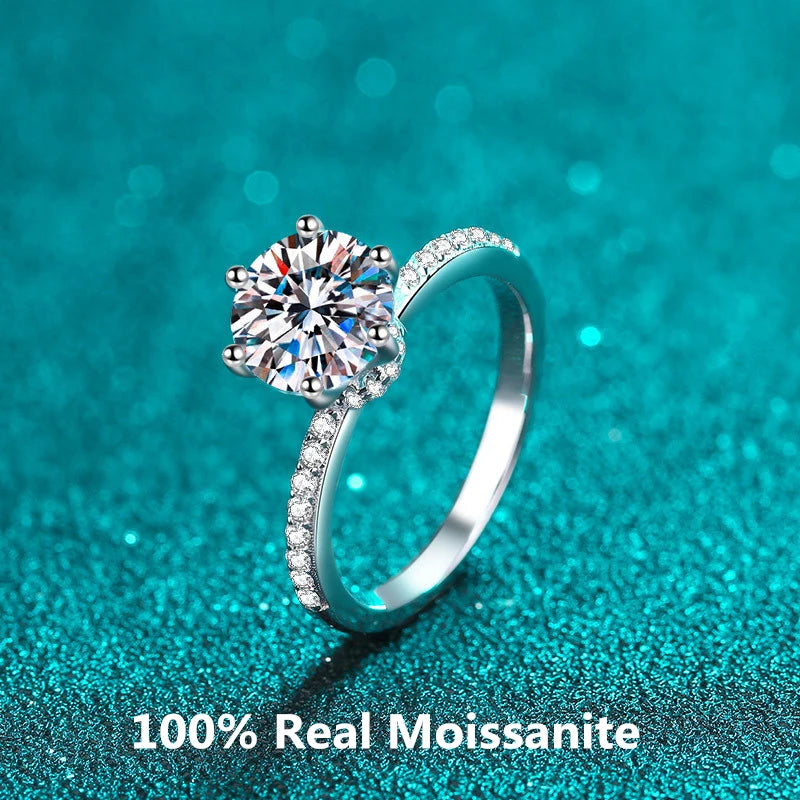 Real D Color 2.0 Carat Moissanite Wedding Ring Fashion Exquisite 100% 925 Sterling Silver Groom Proposal Rings High Jewelry