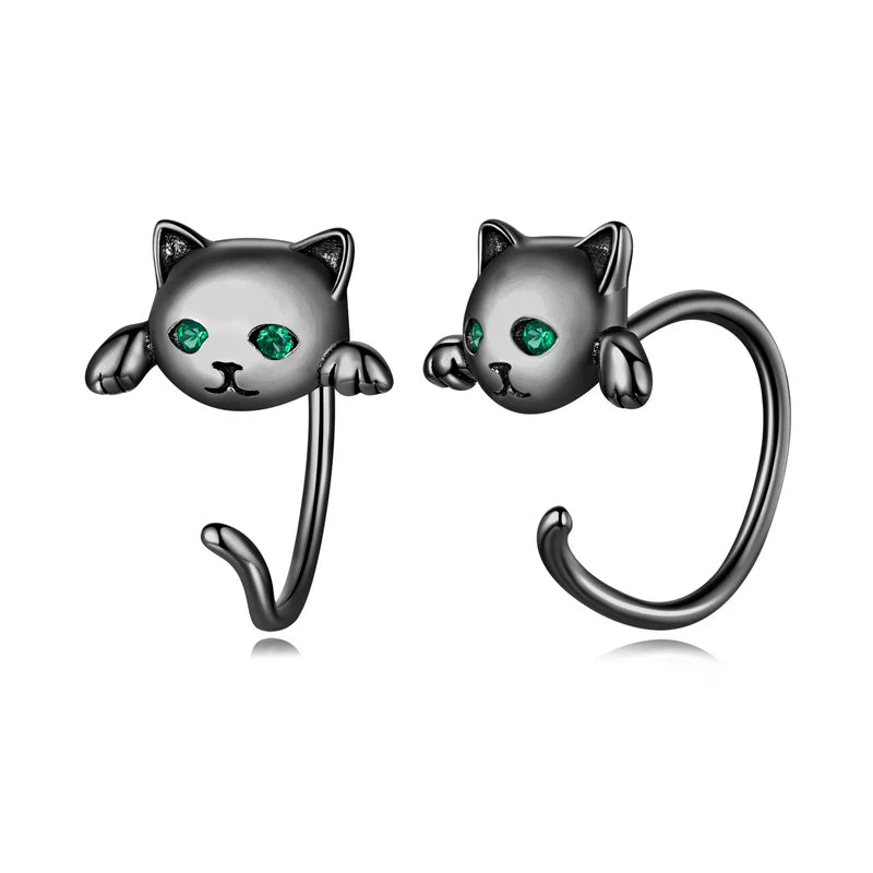 925 Sterling Silver Cat Tail Stud Earrings