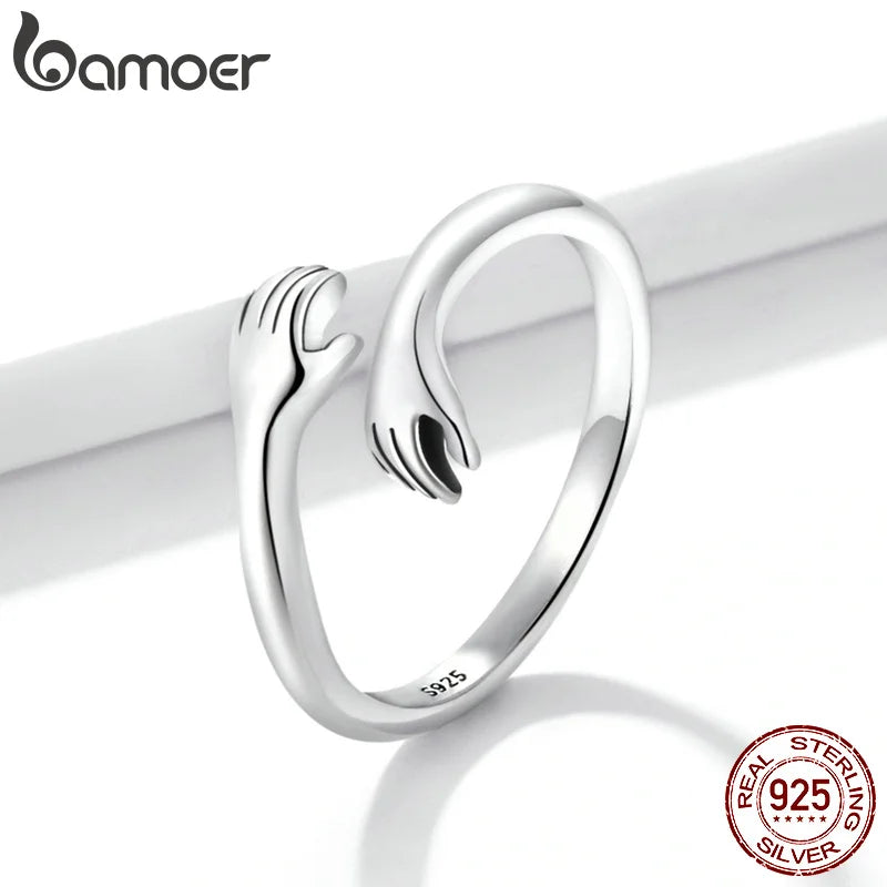 925 Sterling Silver Hug Open Ring