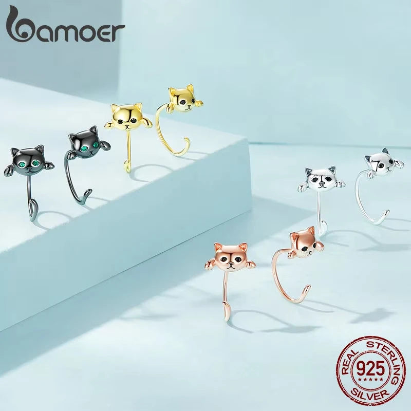 925 Sterling Silver Cat Tail Stud Earrings