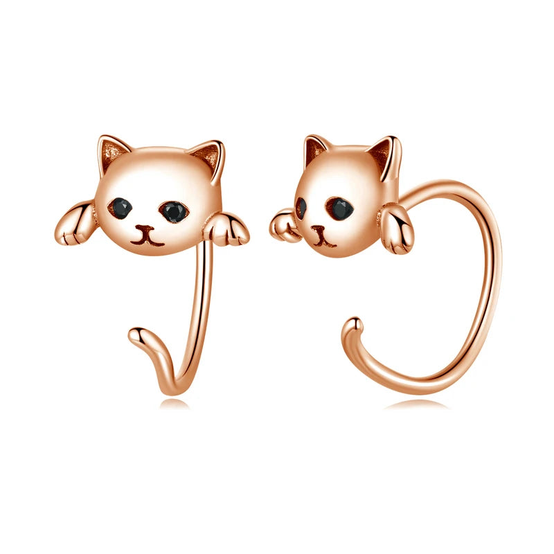 925 Sterling Silver Cat Tail Stud Earrings