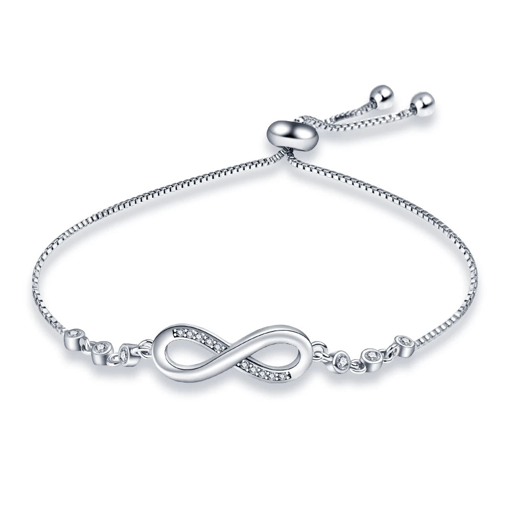 925 Sterling Silver Infinity Moon Bracelet