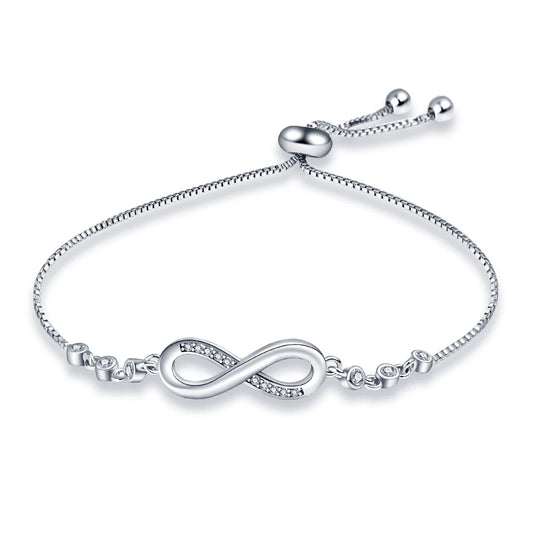 925 Sterling Silver Infinity Moon Bracelet