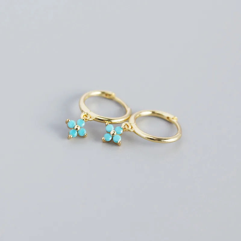 925 Sterling Silver Floral Zircon Earrings