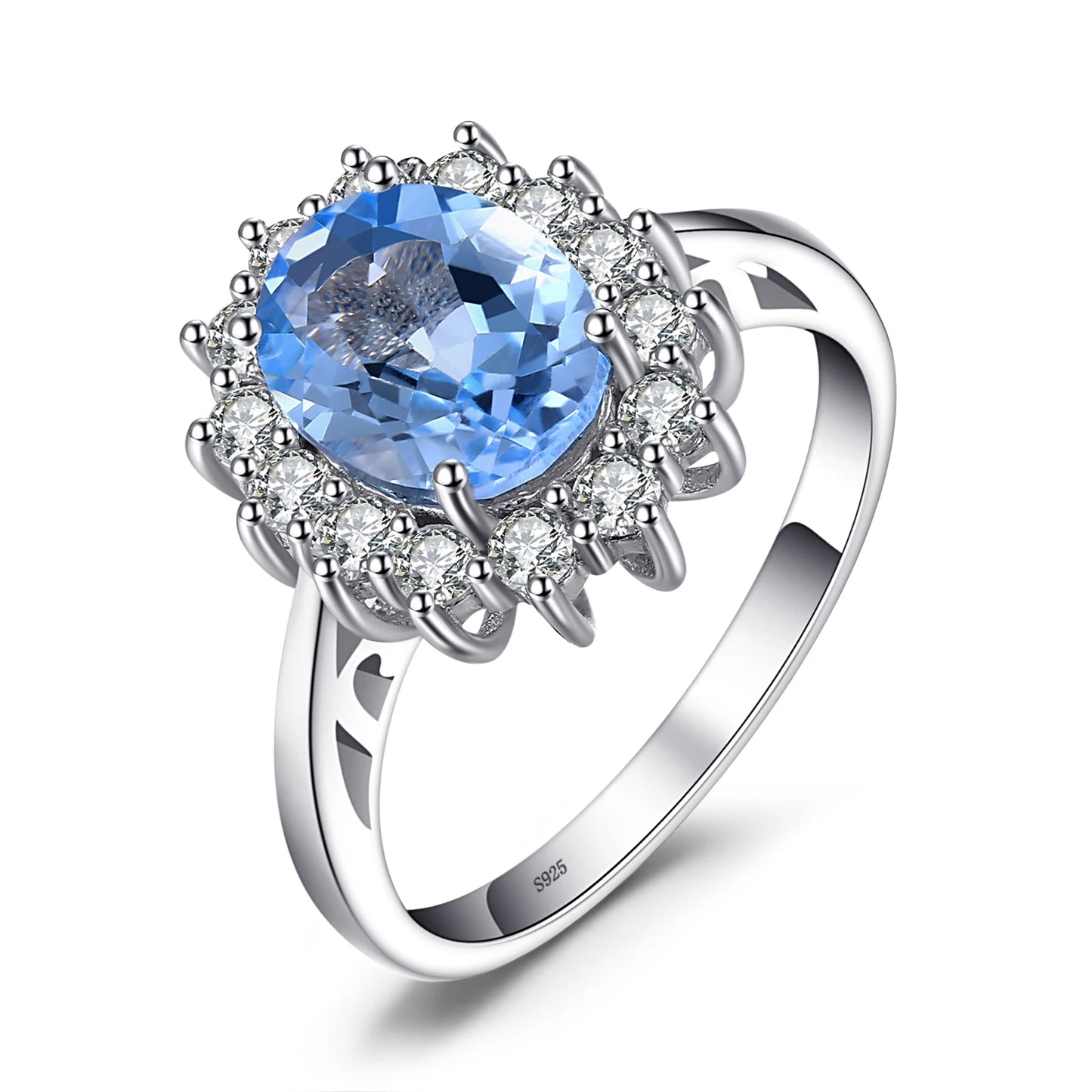 925 Sterling Silver Princess Diana Sapphire Ring