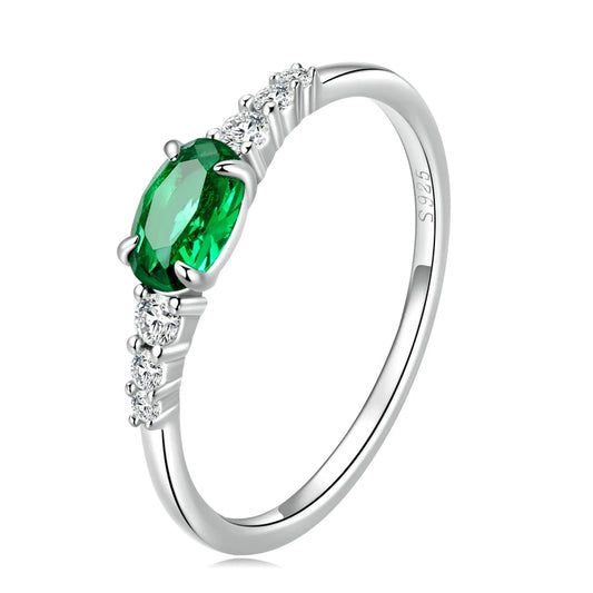 925 Sterling Silver Oval Gemstone Ring