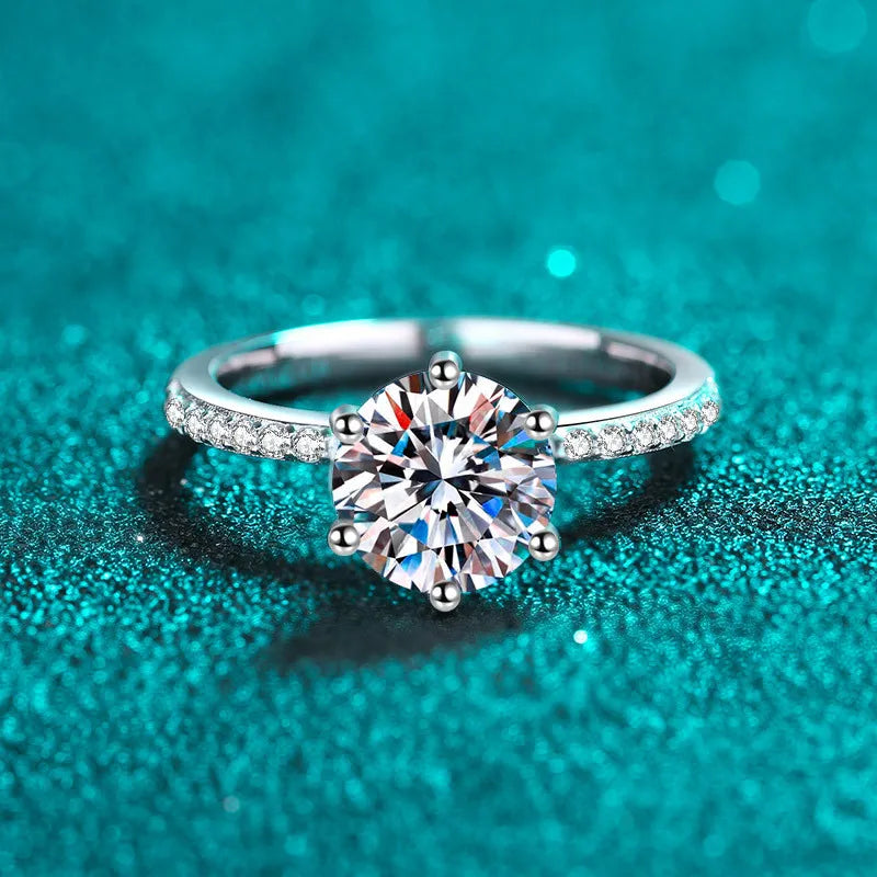Real D Color 2.0 Carat Moissanite Wedding Ring Fashion Exquisite 100% 925 Sterling Silver Groom Proposal Rings High Jewelry