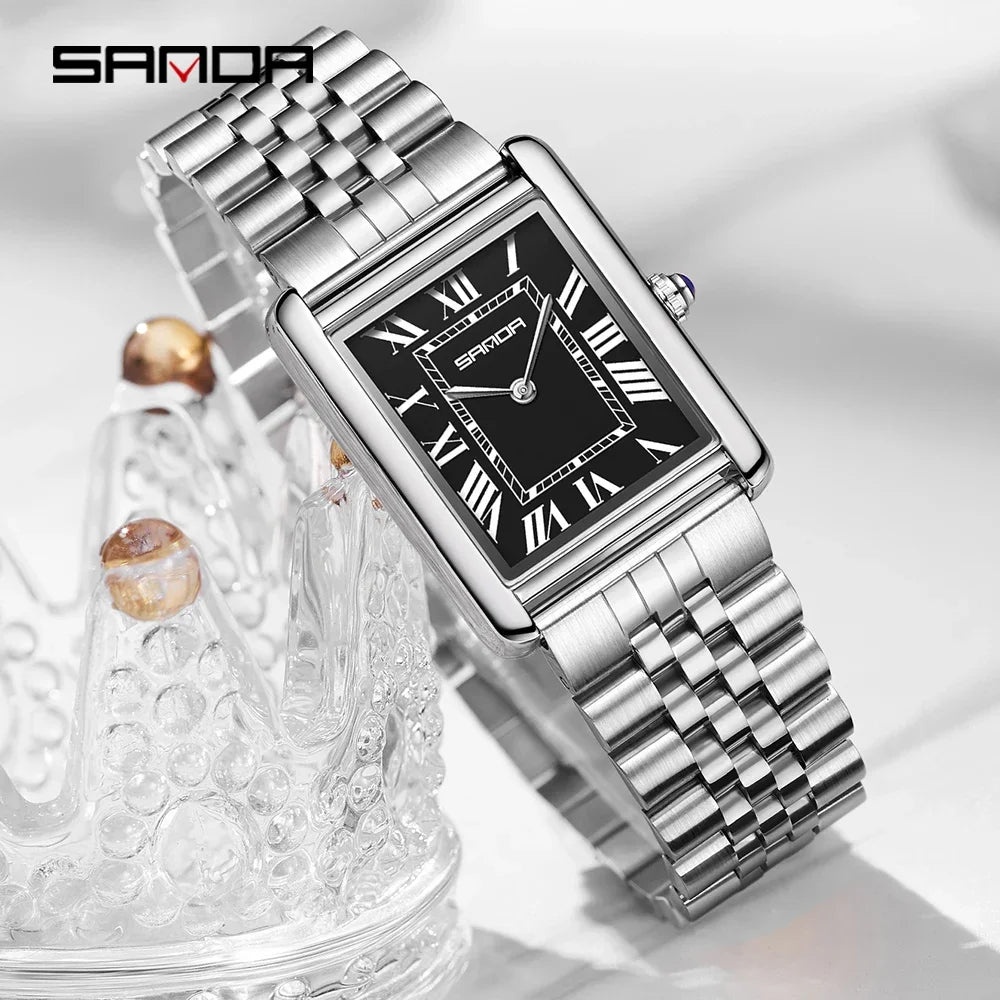 SANDA Couple Tank Quartz Watch - Waterproof Square Dial Set