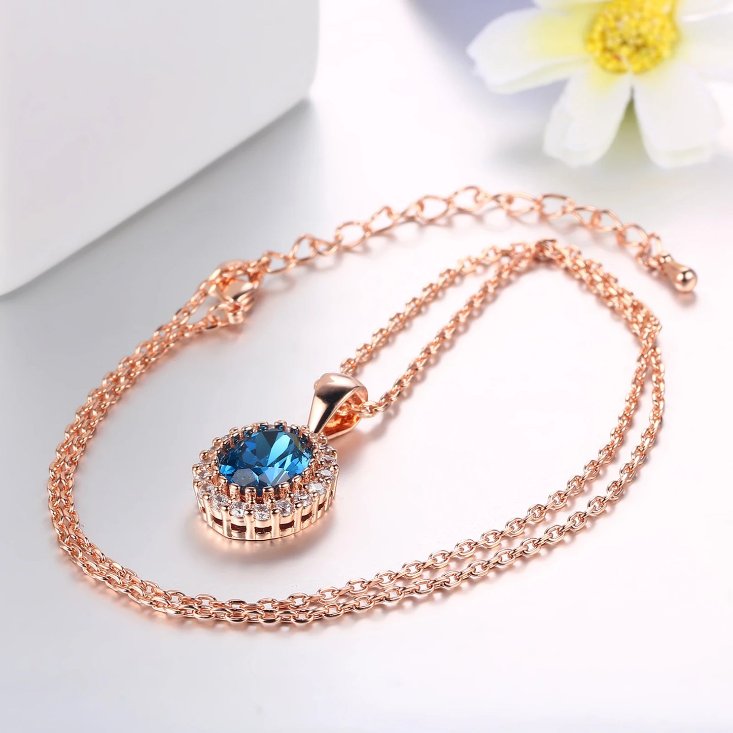 Rose Gold Green Crystal Pendant Necklace - Elegant Occasion Jewelry