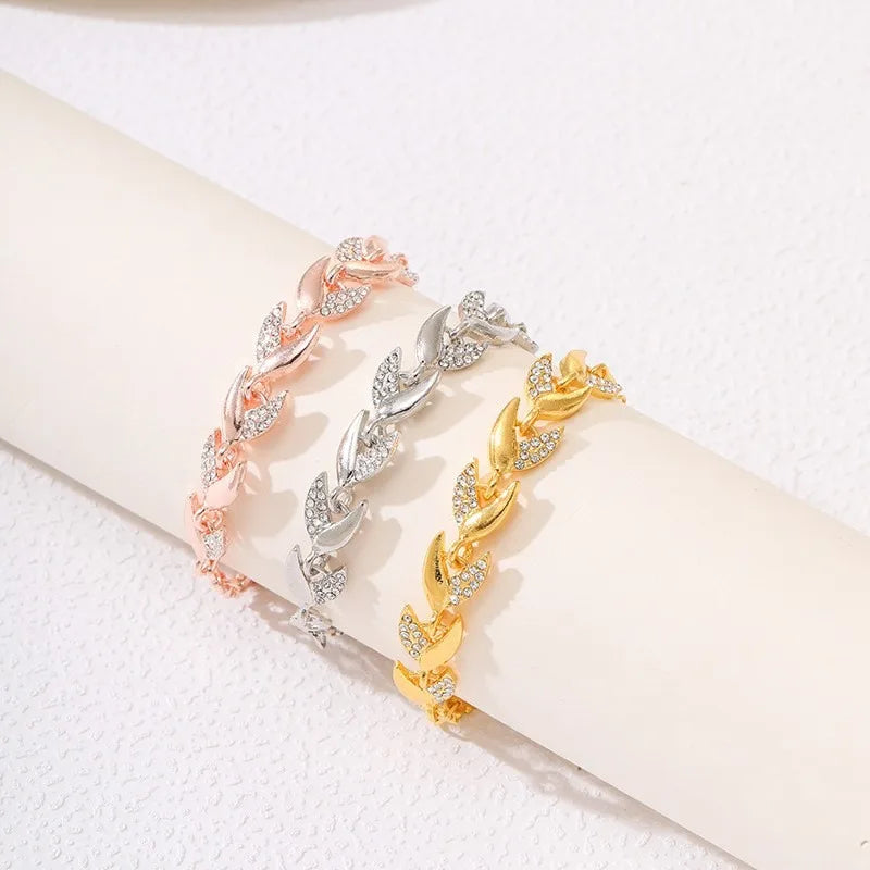Crystal Braided Feather Charm Bracelet