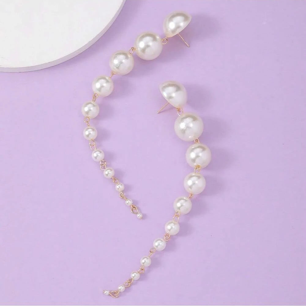 Elegant Pearl Tassel Drop Earrings