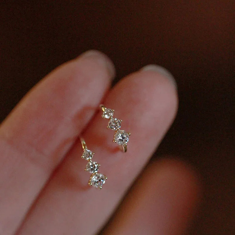 Silver Needle Cubic Zirconia Stud Earrings