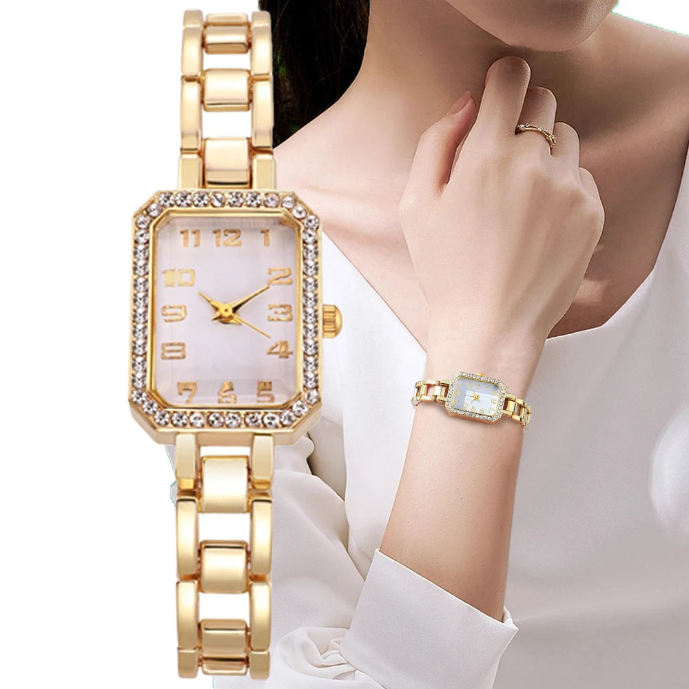 Stainless Steel Diamond Dial Quartz Watch