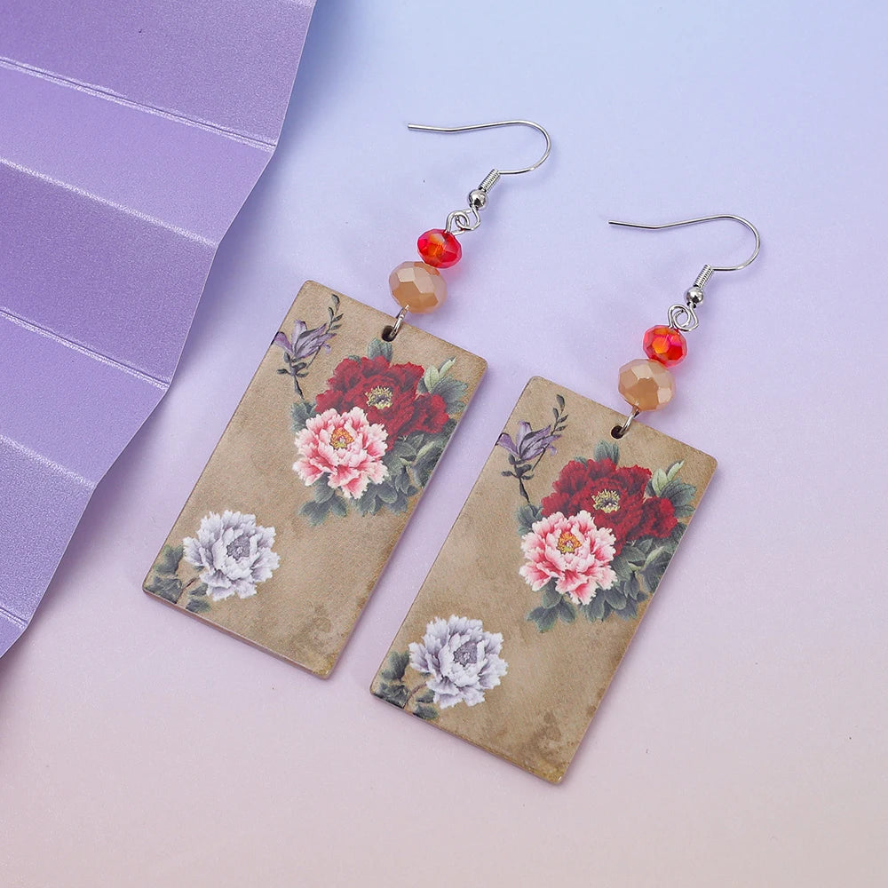 Acrylic White Flower Statement Earrings