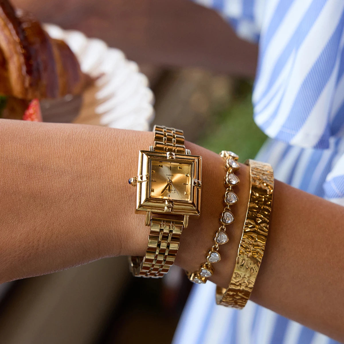 Stainless Steel Geometric Heart Cuff Bracelet