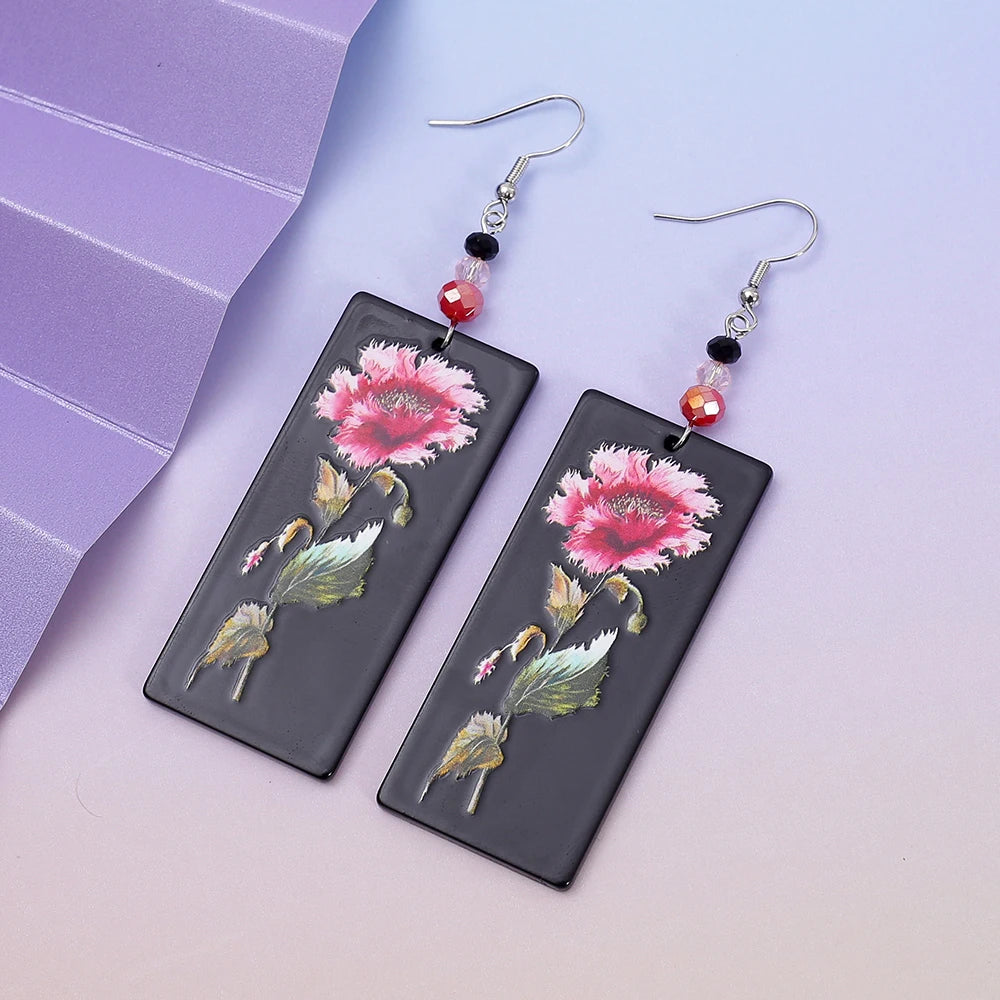 Acrylic White Flower Statement Earrings