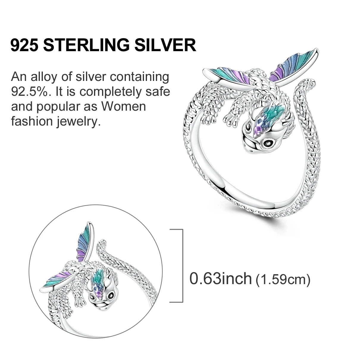 Blue Zircon Star & Moon Ring - 925 Sterling Silver Design