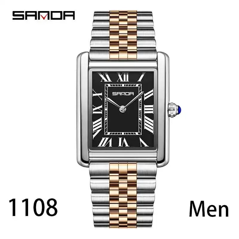 SANDA Couple Tank Quartz Watch - Waterproof Square Dial Set