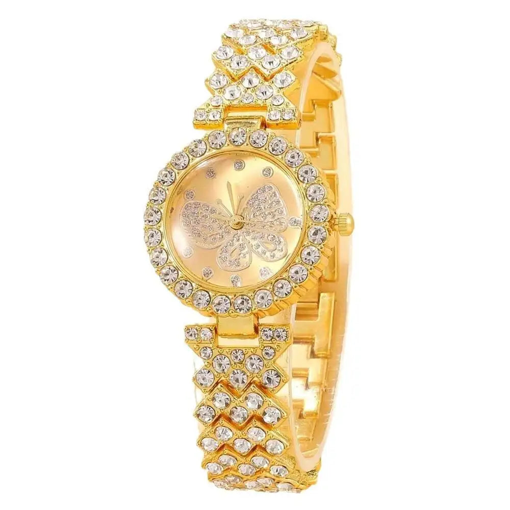 Rhinestone Butterfly Watch Set