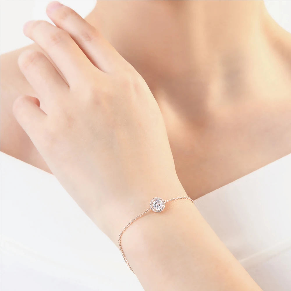 Rose Gold Cubic Zirconia Charm Bracelet